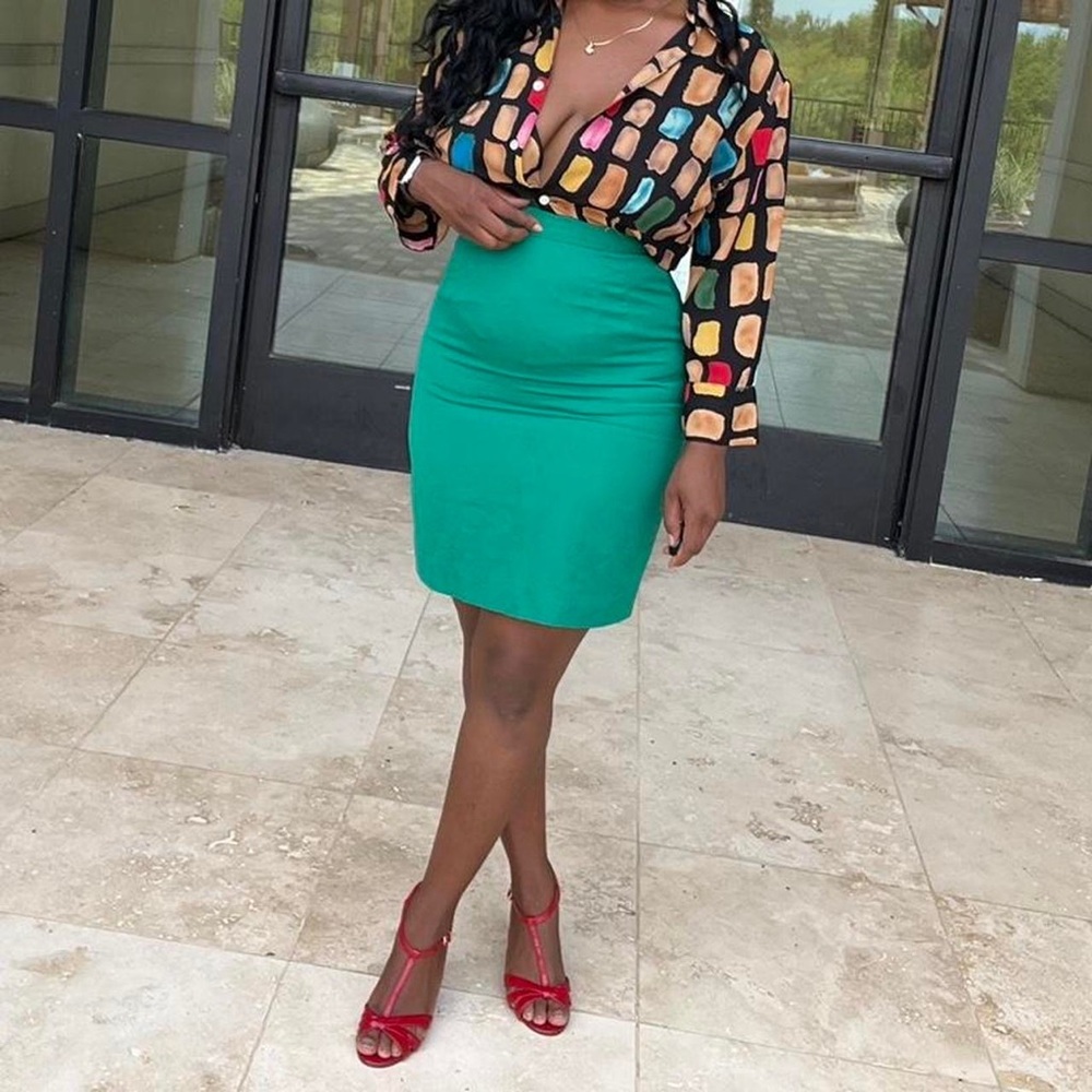 Women’s Green Mini Pencil Skirt